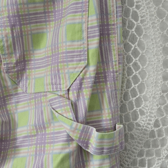 NEW Free People Ragged Priest Trail Jeans Plaid Utility Cargo Wide Straight Leg - Picture 12 of 16